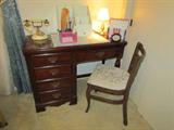 5-Drawer Desk w/chair. Victorian Style Dial Phone.