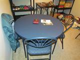 Round, Like-New Card Table & Chairs.