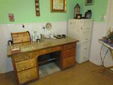 Wood Office Desk. 4-Drawer File Cabinet.