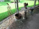 Concrete Squirrel Feeder. Metal Stand.