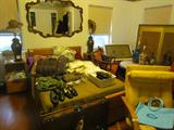 Large Scalloped Mirror. Blonde Double Bed and two night stands. Gentlemen's Chest pictured separately.