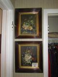 1920's Flower Pictures w/ beautiful wood frames.