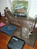Domestic Sewing Machine and Cabinet. Foot Pedal Control, new. Parts.