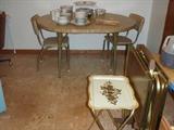 50's Kitchen Table 2 Chairs. Folding Dinner Trays.