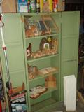 Green Metal Storage Cabinet. Wood Craft Supplies.