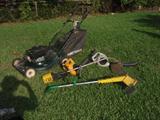 Honda  Powered Lawnmower w/ leaf catcher. Weed Eaters. Blowers.