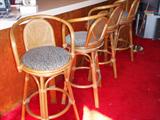 Rattan Bar Stools, Four.