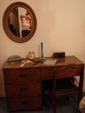 Small wood desk w/ chair. Nice mirrors.