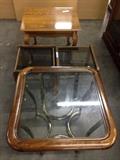 Wooden Side Tables with Glass Tops