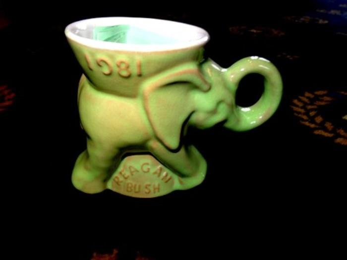 Frankoma GOP Republican Elephant Coffee Mug 1981 Reagan Bush