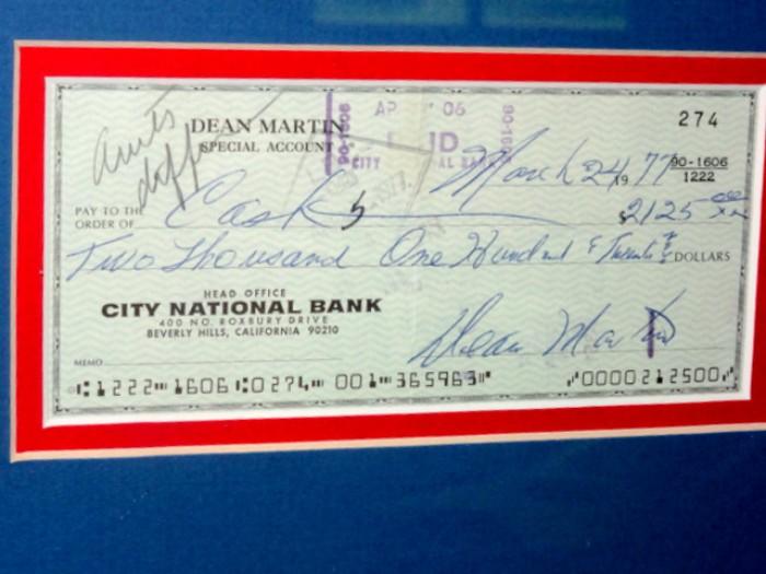 Cancelled Check of Dean Martin which is part of the previously-mentioned "Rat Pack" Collage
