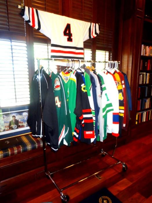 Bobby Orr Signed Blackhawks Jersey (Upper) and Large Team Jersey Collection