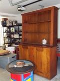 Antique Open Shelves Pine Step Back Hutch Cupboard