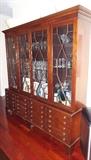 Antique (circa 1850) Triple China and Flatware Cabinet with Dentil Moulding