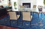 Roche Bobois "Pythagore" Glass and Weng Finish Wood Dining Table
Roche Bobois "Pythagore" Glass and Weng Finish Wood Sideboard Buffet
Roche Bobois "Queen" Double Caned Side Chairs (4) (photos shown are from the internet and the real seats are different)
Roche Bobois "Queen Bridge" Dining Arm Chair (2)(photos shown are from the internet and the real seats are different)