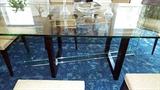 Roche Bobois "Pythagore" Glass and Weng Finish Wood Dining Table View 2