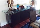Roche Bobois "Pythagore" Glass and Weng Finish Wood Sideboard Buffet View 1