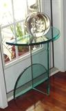 Glass (3/4" crystal) Side Table with Murano Art Glass Orb Sculpture