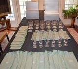 Steuben # 7877 Pattern Art Glass Baluster Stemware including Felt Pouches and Boxes