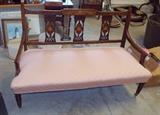 Antique Victorian with Open Fretwork and Intricate Inlay Design Settee and Two Chairs