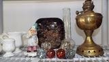 Antique Brass Oil Lamp Base, Whimsy and Mid-Century Candle Holders