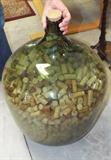Giant Hand Blown Green Glass Bottle with Wine Corks