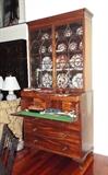 Antique Mahogany Secretary (Drop Down Desk and Hidden Drawers) China Cabinet - Showing Drop Down