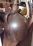 Great Antique Brown Glaze Jug With Original Cork
