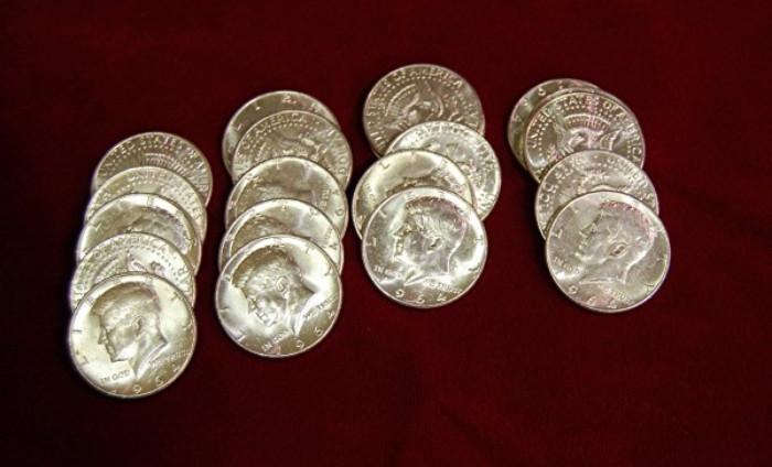 20  Silver Kennedy Half Dollars