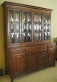 Ethan Allen Mahogany Georgian Court china cabinet with bowed glass doors. Beautiful!!! Great as a bookcase or display.