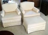 Two beautiful fabric chairs, one with ottoman from North Carolina furniture company