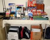 Office supplies and lamps.