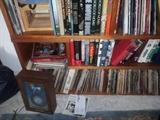 books, records, and book shelf