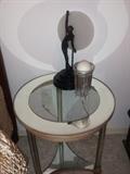 mirror table and art deco lamp