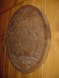 Hand carved Oriental wood plaque