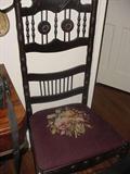 Vintage hand carved chair with needlepoint seat