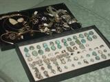 Some of the sterling silver and turquoise rings, bracelets, as well as gold and sterling jewelry