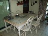 Dining table with tile inset top and 6 chairs