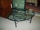 Oval metal/glass coffee table
