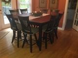 Dining "pub" counter-height table with 8 chairs.  New! Canadel Furniture. Comes with pads. Mahogany and Black.
