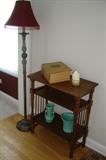 Slant-top Bible Stand, McCoy Pottery and Floor Lamp