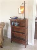 Antique Barrister Bookcase. Roseville Pottery.