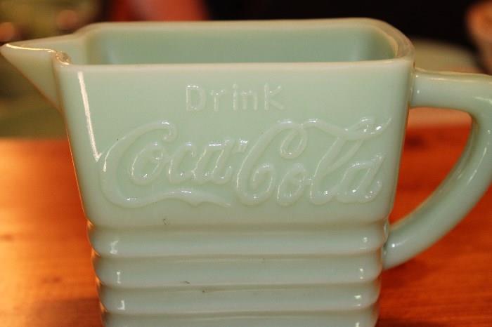 Jadeite coca cola pitcher