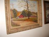 Oil on canvas, farm scene
