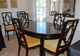 LOVELY DINING TABLE WITH SIX CHAIRS AND TWO EXTENSION LEAVES