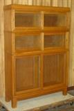 Oak Stack Bookcase w/Sliding Glass Doors