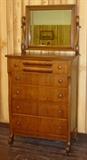 Empire Walnut Hi-Boy Chest w/Mirror