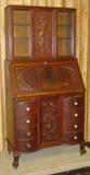 Mahogany Secretary w/Carved Lady On Top