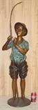 Very Large Bronze Fishing Boy Statue