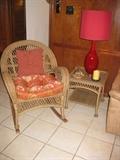 WICKER ROCKER & TABLE